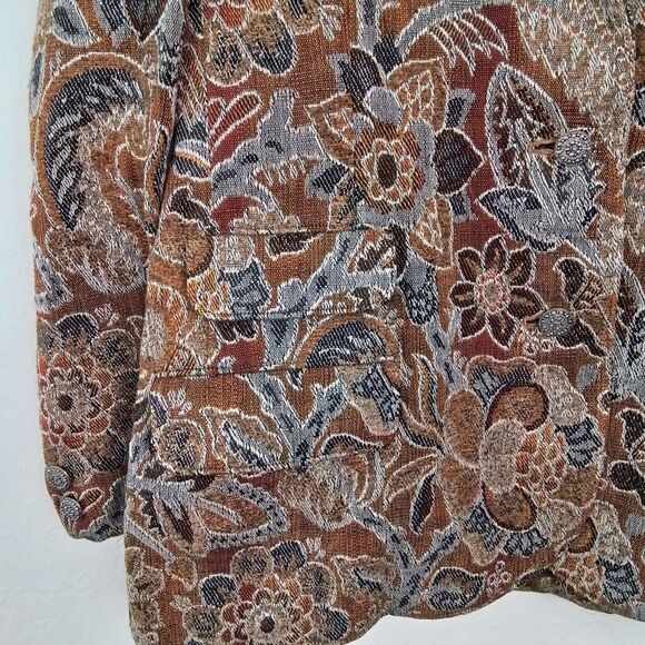 VTG 1970s Anne Klein Tapestry Blazer Womens Sz‎ 14 Floral Paisley Victorian Boho - Picture 4 of 16